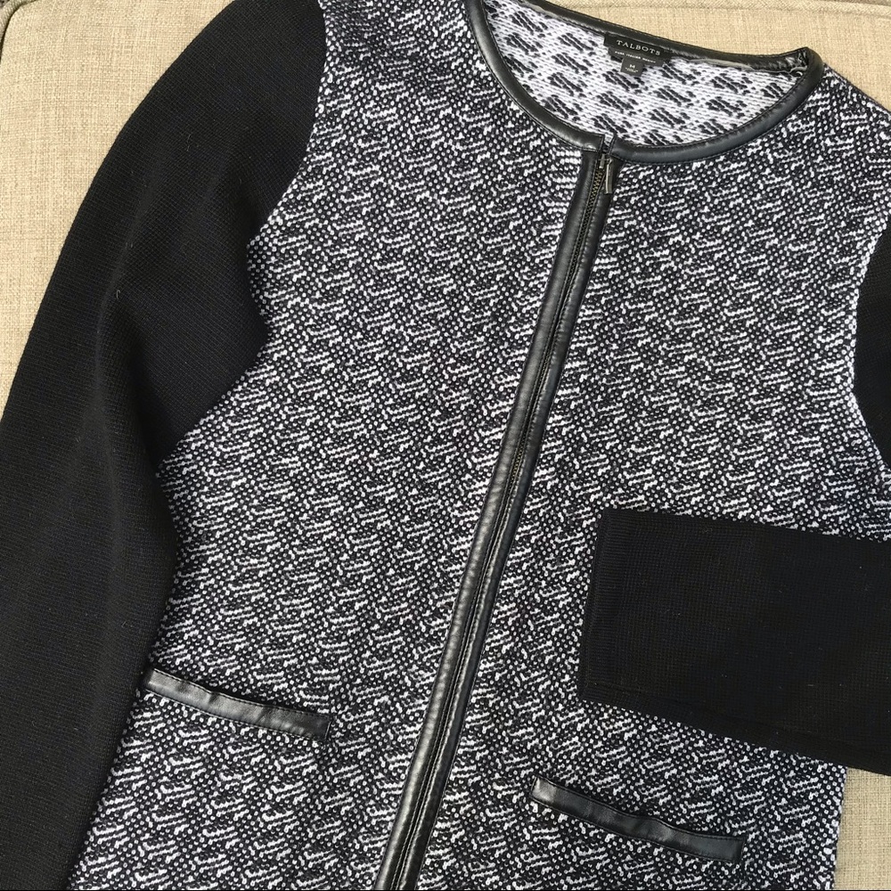 Talbots merino wool zipper front sweater M
